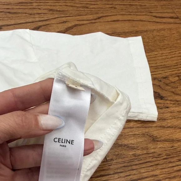 Celine White Logo Tee with Black Embroidered Paris Graphic - Picture 3 of 8